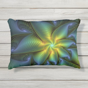 Abstracte ster, glanzende blauwe groene gouden fra buitenkussen
