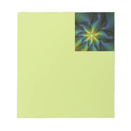 Abstracte ster, glanzende blauwe groene gouden fra notitieblok