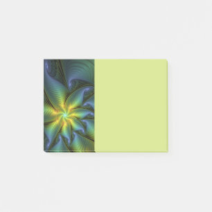 Abstracte ster, glanzende blauwe groene gouden fra post-it® notes