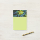 Abstracte ster, glanzende blauwe groene gouden fra post-it® notes (Op bureau)