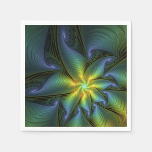 Abstracte ster, glanzende blauwe groene gouden fra servet
