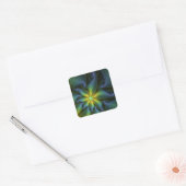 Abstracte ster, glanzende blauwe groene gouden fra vierkante sticker (Envelop)