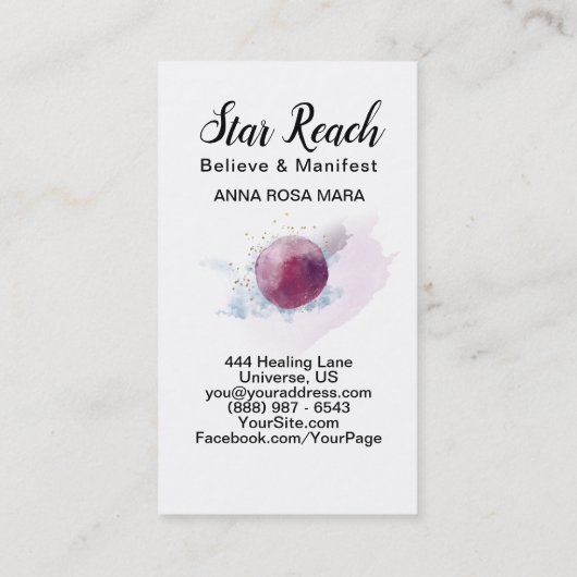 *~* Abstracte sterren Cosmo Sky Waterverf Universe Visitekaartje (Achterkant)