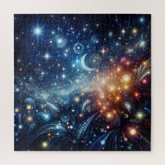 Abstracte sterren en maan legpuzzel (Verticaal)
