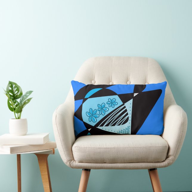 Abstracte sterren en strepen: Blauw Zwart 2 Kussen (Stoel)