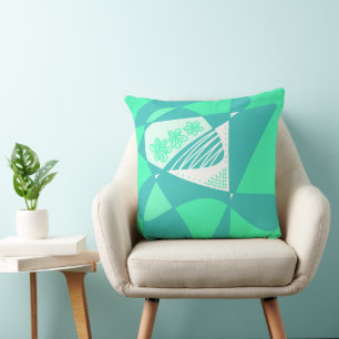 Abstracte sterren en strepen: groen Blauwgroen wit Kussen