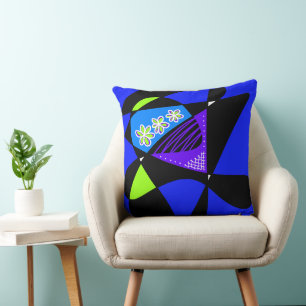 Abstracte sterren en strepen: groen Lila blauw zwa Kussen