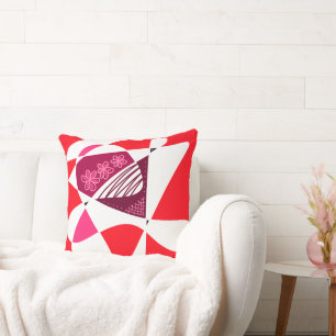 Abstracte sterren en strepen: magenta roze rood wi kussen