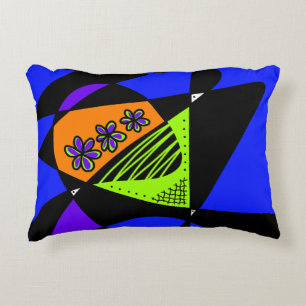 Abstracte sterren en strepen: Oranje groen blauw Accent Kussen