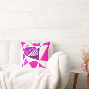 Abstracte sterren en strepen: Paarse roze wit Kussen