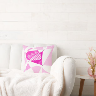 Abstracte sterren en strepen: roze wit kussen