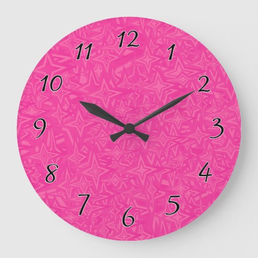 Abstracte sterren in Hot Pink Grote Klok (Voorkant)