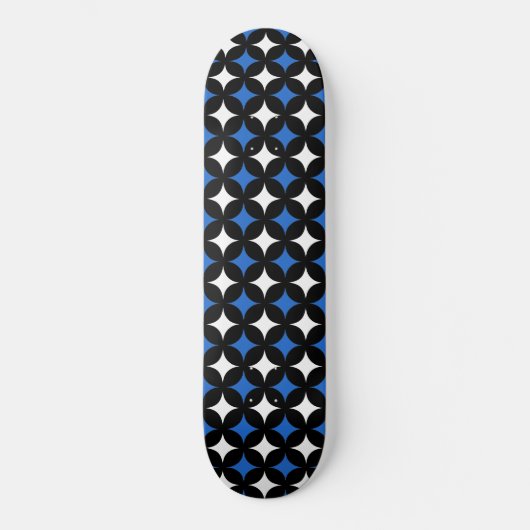 Abstracte sterren in zwart blauw en wit skateboard (Voorkant)