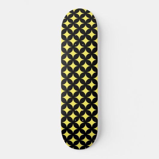 Abstracte sterren in zwart en geel persoonlijk skateboard (Voorkant)