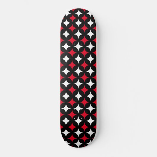 Abstracte sterren in zwart rood en wit skateboard (Voorkant)