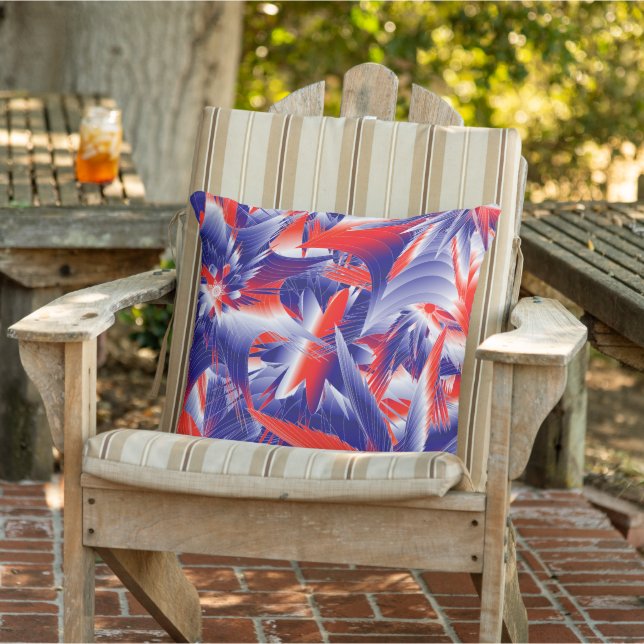 Abstracte sterren Rood Wit en Blauw Buitenkussen (Stoel)