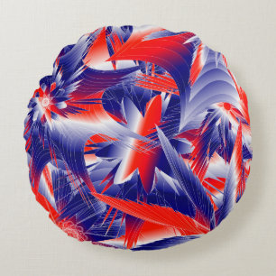 Abstracte sterren Rood Wit en Blauw Rond Kussen