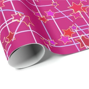 Abstracte sterrenbeeld, Deep Fuchsia Pink Cadeaupapier