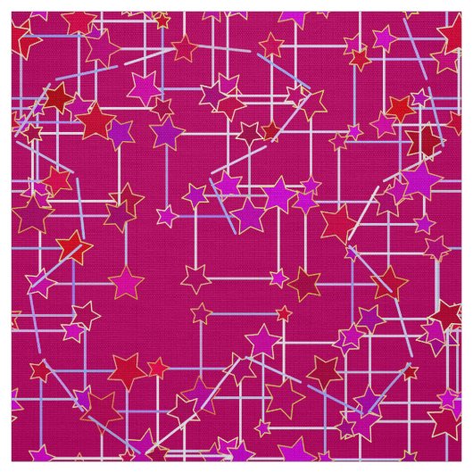 Abstracte sterrenbeeld, Deep Fuchsia Pink Stof (Swatch)
