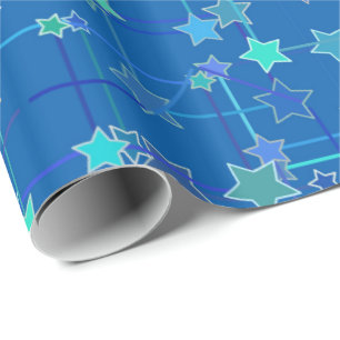 Abstracte sterrenconstellatie, kobaltblauw cadeaupapier