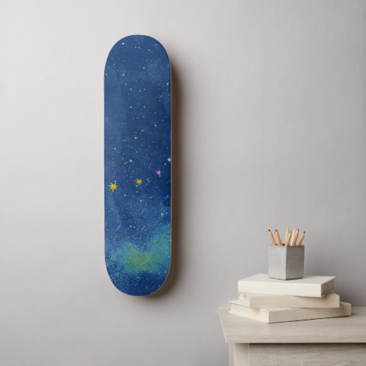 Abstracte sterrenhemel persoonlijk skateboard (Muurkunst)