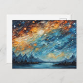 Abstracte Sterrennacht over Mountain Lake Briefkaart (Voorkant / Achterkant)