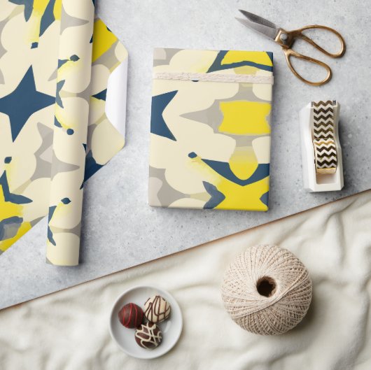 Abstracte stervormige explosiepatroon in geel en b cadeaupapier (Crafts)