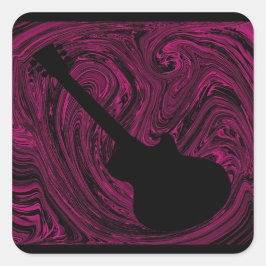 Abstracte Stickers van de Guitar Square, donkerroz (Voorkant)