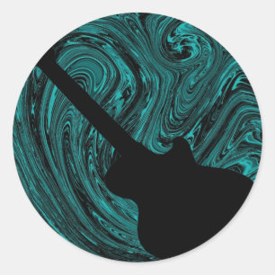 Abstracte Stickers voor gitaar, Blauwgroen