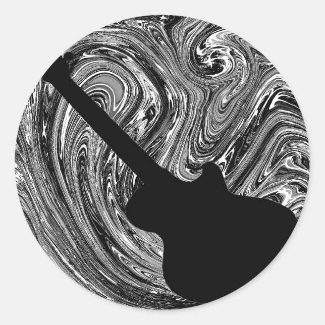 Abstracte Stickers voor gitaar, zwart-wit (Voorkant)
