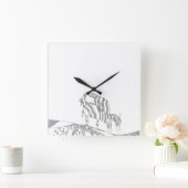 Abstracte stickfigure op maat beker giraffe vierkante klok (Huis)