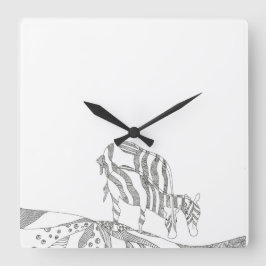 Abstracte stickfigure op maat beker giraffe vierkante klok