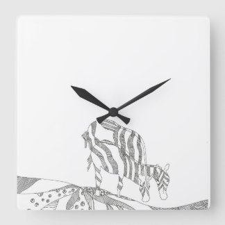 Abstracte stickfigure op maat beker giraffe vierkante klok