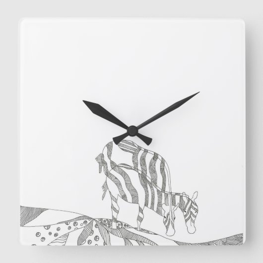 Abstracte stickfigure op maat beker giraffe vierkante klok (Voorkant)
