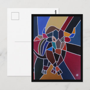 Abstracte stierenschilderij door Alfred Fox Briefkaart