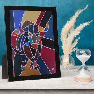 Abstracte stierenschilderij door Alfred Fox Fotoplaat