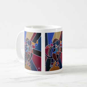 Abstracte stierenschilderij door Alfred Fox Koffiemok