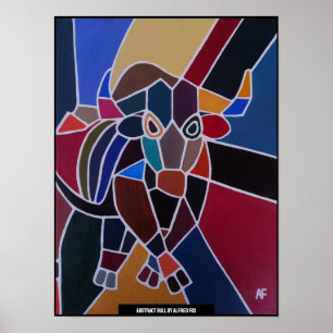 Abstracte stierenschilderij door Alfred Fox Poster