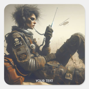Abstracte Stijl Fantasy Kleurrijke Astronaut Vierkante Sticker