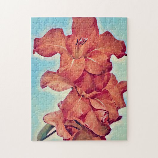 Abstracte stijl rode bloemen kunst puzzel legpuzzel (Verticaal)