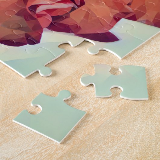 Abstracte stijl Rode Bloemen Kunst Puzzle Legpuzzel (Zijkant)