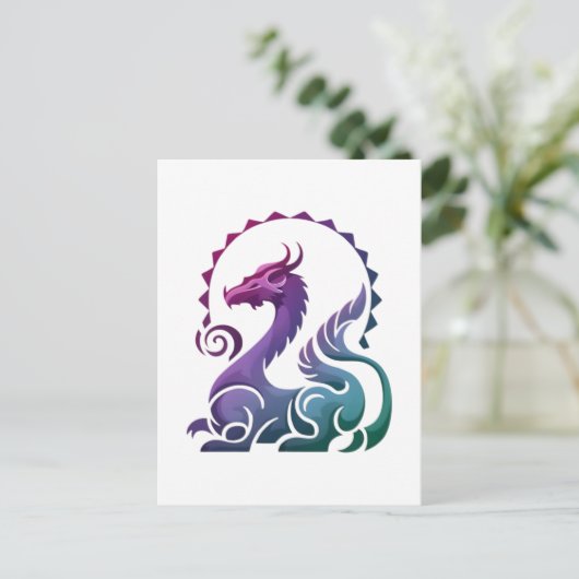 Abstracte Stijlvolle Paarse Dragon Gradient Logo Briefkaart (Staand voorkant)