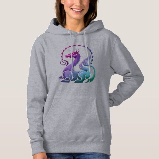 Abstracte Stijlvolle Paarse Dragon Gradient Logo Hoodie (Voorkant)