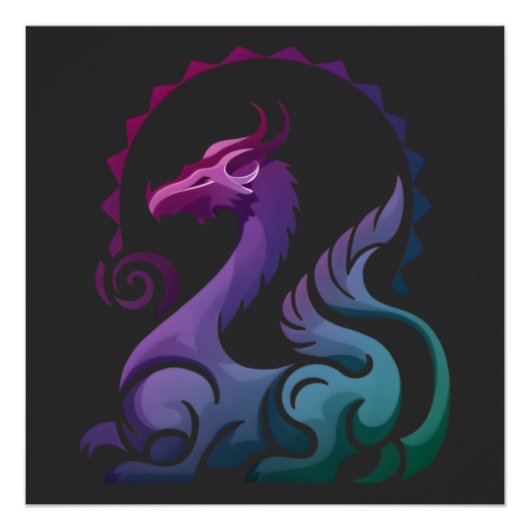 Abstracte Stijlvolle Paarse Dragon Gradient Logo Perfect Poster (Voorkant)