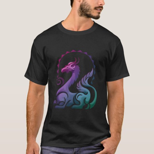 Abstracte Stijlvolle Paarse Dragon Gradient Logo T-shirt (Voorkant)