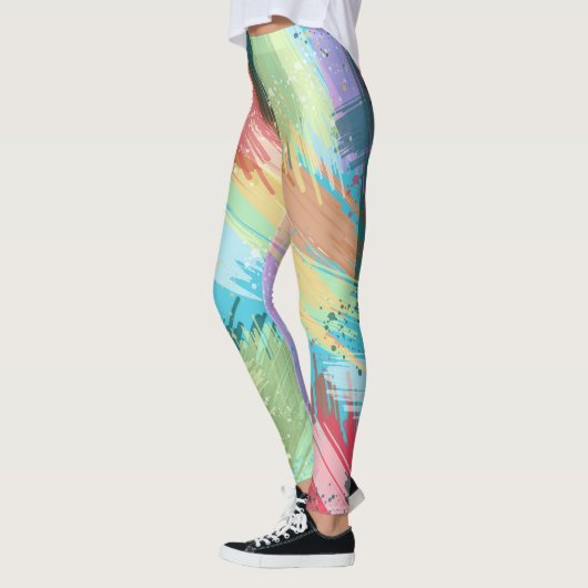 Abstracte stijlvolle pasta-kleuren leggings (Links)