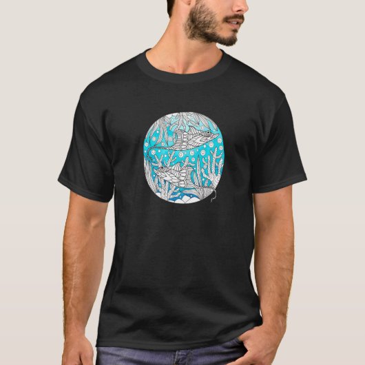 Abstracte Stingray Mandala Ocean Art Manta Ray T-shirt (Voorkant)