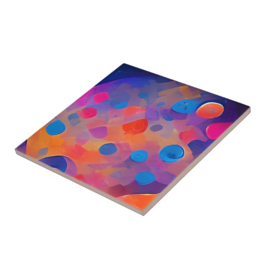 Abstracte stippen kleurrijk tegeltje (Zijkant)