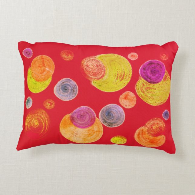 Abstracte Stippen Plezier Omkeerbaar Zwart/Rood Accent Kussen (Achterkant)