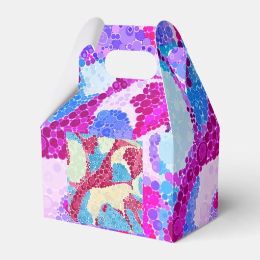 Abstracte stippen roze paarse blauwe cirkels leuk bedankdoosjes (Achterkant)